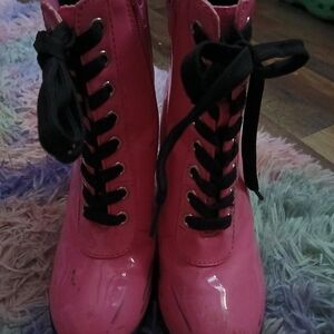 Target Pink and Black Dress Shoes with Glossy Finish